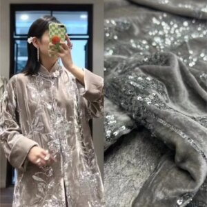 High order silk velvet heavy industry embroidery fabric cheongsam dress autumn and winter new clothing national style coat