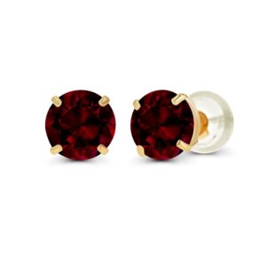 2.00 CTW Natural Red Garnet Stud Earrings in 14K Yellow Gold Handcrafted USA