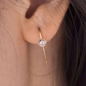 Custom Rose Cut Solitaire Threader D Color Moissanite Diamond Sunflower Earrings For Women 925 Sterling Silver Stud Earrings