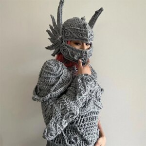 Novelty Roman General’s helmet Hat Winter for Men Warm Funny Mask cosplay costume hat crocheted cap windproof ear mask warm