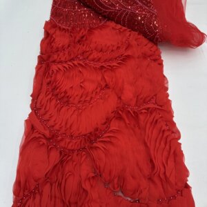 Red African Mesh Groom Lace Fabric 2025 High Quality French Sequins Lace Fabric Nigerian Lace Fabric For Wedding Women Dress