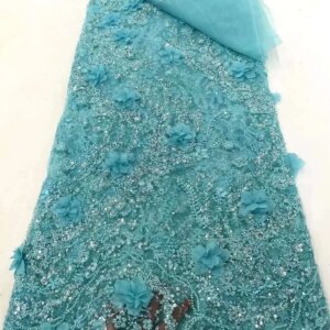African Beads Lace Fabric 2024 High Quality Sequins Embroidery French Tulle Women Party Nigerian Wedding Lace Material Sewing
