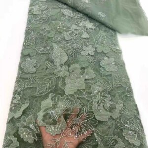 French Beaded Sequins Lace Fabric African Lace Fabric 2025 High Quality Nigerian Embroidery Lace Fabric For Wedding Sewing