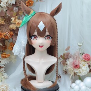 Customize Character Female/Girl Resin Kig Full Head With Lock Anime Cosplay Japanese Anime Kigurumi Mask
