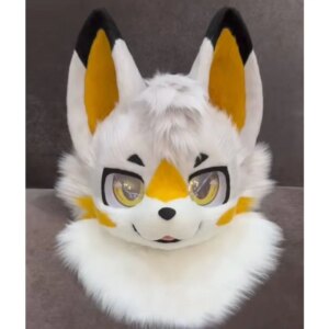 Brown White Fursuit Husky Fox Mascot (Head) Halloween Party Fur Cosplay