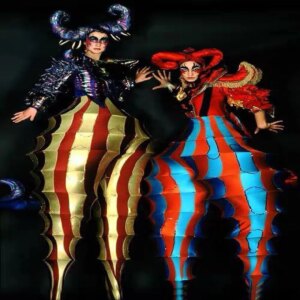 Luxury colourful stilts costume halloween cosplay party clown cloth Club Celebrate Party Show Club Dress