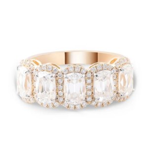 Provence 10K/14K/18K Moissanite Anniversary Rings for Women D Color Elongated Cushion Cut Old Mine Cut with GRA Certificate