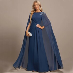 Elegant Long Mother Of The Bride Dresses A-Line Floor-Length Ruched Chiffon Formal Evening Gown Wedding Guest Party Dress
