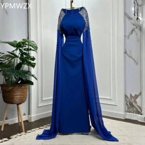 Customized Formal Dress Women Party Occasion Prom Gown YPMWZX Scoop Neckline A-line Floor Length Skirts Bead Bespoke Dr