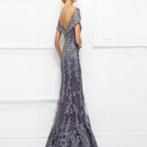 Mermaid Off Shoulder Sleeve Wedding Guest Gowns Old Lavender Lace Mother of the Bride Dresses Plunge Neck Back Out Customized