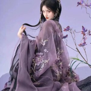 Fragrant As Ever, New Hanfu Women’s Black Camellia Tea Tang Style Chest Length Confucian Skirt With Immortal Embroidery Big