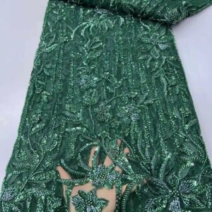 African Mesh Lace Fabric Nigerian Beads Lace Fabric 2025 High Quality French Nigeria Lace Dresses for Women Party Wedding Sewing