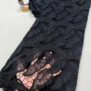 African Nigerian chiffon Cotton Embroidery Guipure Lace Fabric, chiffon lace Wedding Party Dress, High Quality, 5Yards, 2024,