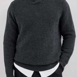 Men’s thick thread needle pineapple pattern thick heavy pure wool winter solid color warm sweater coat