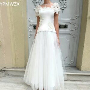 Customized YPMWZX Asymmetrical A-line Floor length Skirts Draped Layered Tulle Print Bespoke Occasion Dresses