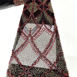 African Lace 2025 French Cloth Fabrics Embroidery Sequins For Women Tulle Beaded Fashion Mesh Fabric 5Yards Sewing Meters