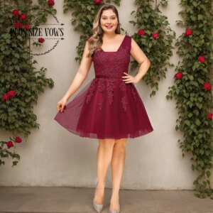 Customized Plus Size Vows Evening Dresses 2025 Women A-line V-neck Tulle Lace Formal Party Wedding Prom Gowns Short Homecoming