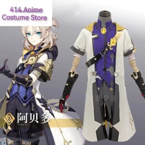 Game! Genshin Impact Alchemist Albedo Cosplay Costume Men Fancy Uniforms Top Pants Coat wig Halloween Carnival Outfits Set