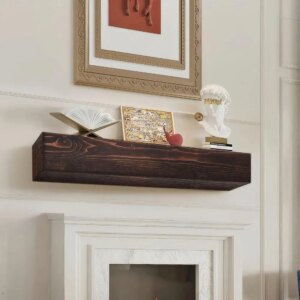 Rustic Floating Wood Shelf for Fireplace Mantel 48 Brown