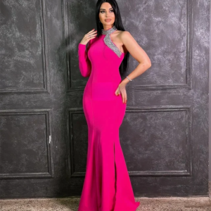 Customized Sexy Fashion Jersey Beading Sequined Mermaid High Collar Long Dresses Bespoke Occasion Dresses Matching Classic