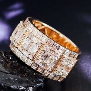 Provence 14K/18K solid gold rings Emerald cut lab diamond engagement rings for men luxury wedding band birthday anniversary gift