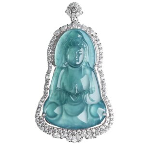 Burmese Jade Guanyin Pendant Necklace Blue Stone Jadeite Jewelry Natural Luxury Vintage 925 Silver Gemstones Men Charms Fashion