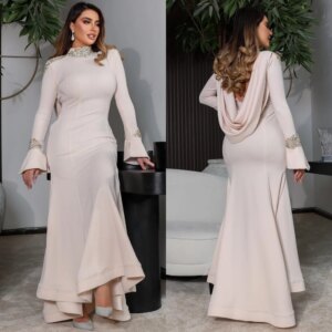 Customized Evening Prom Satin Beading A-line High Collar Bespoke Occasion Gown Midi es Saudi Arabia