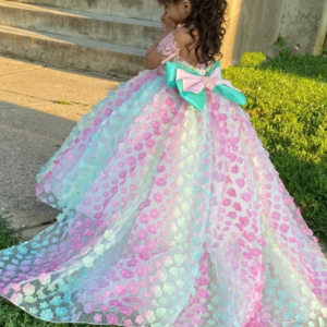Customized Mini Quinceanera Dresses Mexican Prom Little Princess Flower Girl Dress 2025 Short Sleeve Tulle Appliques with Bows
