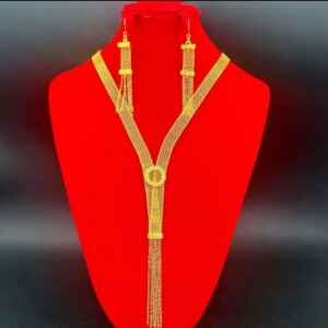 European Dubai 24K Gold Plated Necklace Earrings for Romantic Wedding Party Gifts Jewelry for Lovers YY10585