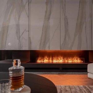 【2025 Smart】3D Electric Mist Fireplace Heater with APP/Alexa Control – Realistic Flame, Air Purifier & Humidifier, Quiet CE/FC