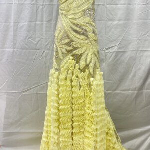 Latest French 3D Sequins lace Fabric 2025 High Quality Nigerian Beads Lace Fabric For wedding Party Dress Sewing