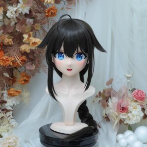 Customize Character Female/Girl Resin Kig Full Head With Lock Anime Cosplay Japanese Anime Kigurumi Mask