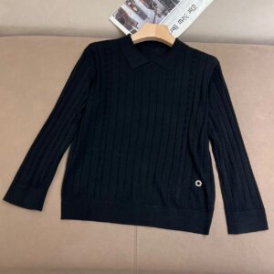 Autumn Women’s Silk Wool Sweater Turn-down Collar Long-Sleeve Solid Color Casual Female Knitted Pullover