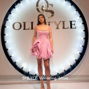 Charming Pink Short Prom Dresses Luxury Homecoming Gown Beads Pearls Birthday Party Dress Customized