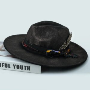 Spray paint charred wind vintage do old woolen plus felt top hat decorative flat wrapping