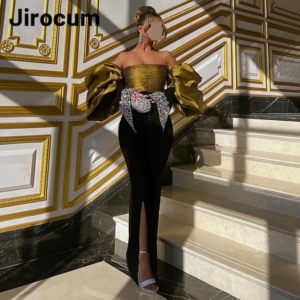 Jirocum Elegant customized Prom Dress Women’s Strapless Beaded Party Evening Gown Side Slit Floor Length Special Occasion Gowns