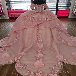 Customized Luxury Mexican Princess 15 16 Girl Birthday Party Dresses 3D Flower Pageant Prom Quinceanera Dresses Vestido xv Anos