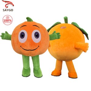 SAYGO Orange Pumpkin Plush Inflatable Costume Adult Character Cosplay Halloween Mascot Fruit Carnival Party Prop Costume