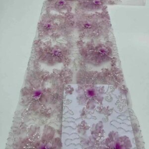 High Quality Fashion African Sequins Tulle Embroidered Lace Fabric Beaded Sequins Lace Fabric For Nigerian Wedding Dress
