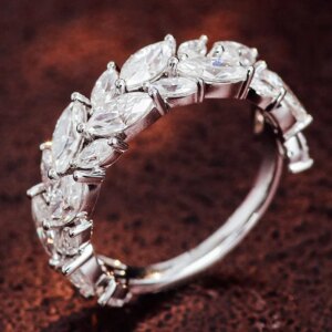 Provence Luxury Wedding ring Solid Gold DEF/VS Lab Diamonds Marquise cut half band Engagement band cocktail ring Jewelry Custom