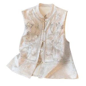 New Chinese hand nailed beaded sequins national style waistcoat women’s early trend