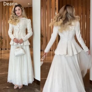 Customized Formal Dress Prom Women Dearin Scoop Neckline A-line Floor Length Skirts Layered Draped Beading Bespoke Occasion Dres