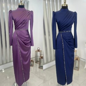 Customized Sizes Available Sequined Pleat Straight High Collar Midi Bespoke Occasion Dresses Elegant Chinese Style