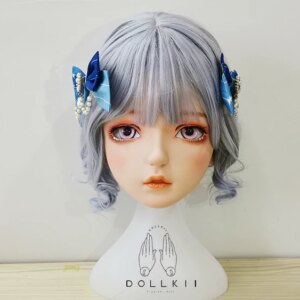 (DOLLKII-V) Top Quality Handmade Female Girl Resin Half Head Cosplay Japanese Role Play BJD Kigurumi Mask Crossdresser Doll Mask