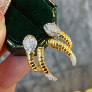 Aazuo 18K Yellow Gold Real Diamonds Luxury Jewelry Set Animal Snake Shape Earring Gift For Women Wedding Party