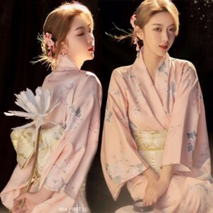 Kimono Women’s Formal Dress Traditional Pink Artistic Cute Retro Japanese Improved Photo Shoot God Girl Costume Halloween