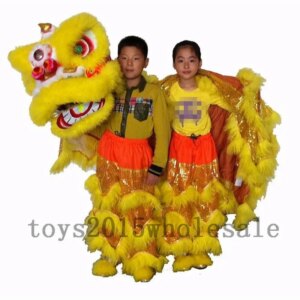 Festival Birthday Party Lion Dance Mascot Costume for Chinatown Folk Art Children’s Double Lion Dance