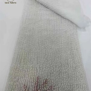 White African Heavy Beaded Lace Fabric Nigerian Sequins Groom Lace Fabric Wedding Party Dress Sewing High Quality 5 Yards 2025