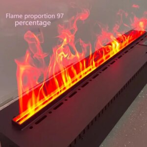 3D Atomized Electric Fireplace with RGB LED Flame, APP/Remote Control, Ultrasonic Mist, Touch Screen, 40CM Adjustable Flame,