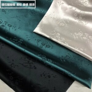 New jacquard triacetate cloth heavy dark floral imitation silk satin Hanfu dress skirt set fabric